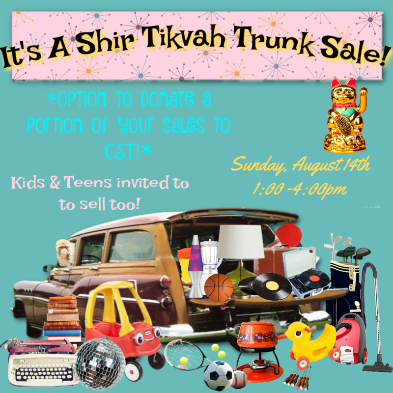 		                                		                                <span class="slider_title">
		                                    Trunk Sale at Shir Tikvah		                                </span>
		                                		                                
		                                		                            	                            	
		                            <span class="slider_description">Get involved and have fun in CST's Trunk Sale on Sunday, August 14 from 1-4 p.m.! Contact info@shirtikvah.org to learn more!</span>
		                            		                            		                            