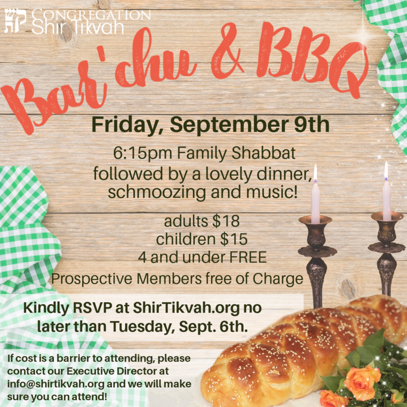 		                                		                                    <a href="https://www.shirtikvah.org/event/prospective-member-/-dinner-group-shabbat-service.html"
		                                    	target="">
		                                		                                <span class="slider_title">
		                                    Bar'chu & BBQ		                                </span>
		                                		                                </a>
		                                		                                
		                                		                            	                            	
		                            <span class="slider_description">Join us for a 6:15 p.m. Family Shabbat service followed by a delish BBQ dinner with schmoozing and music!</span>
		                            		                            		                            <a href="https://www.shirtikvah.org/event/prospective-member-/-dinner-group-shabbat-service.html" class="slider_link"
		                            	target="">
		                            	Register Now!		                            </a>
		                            		                            