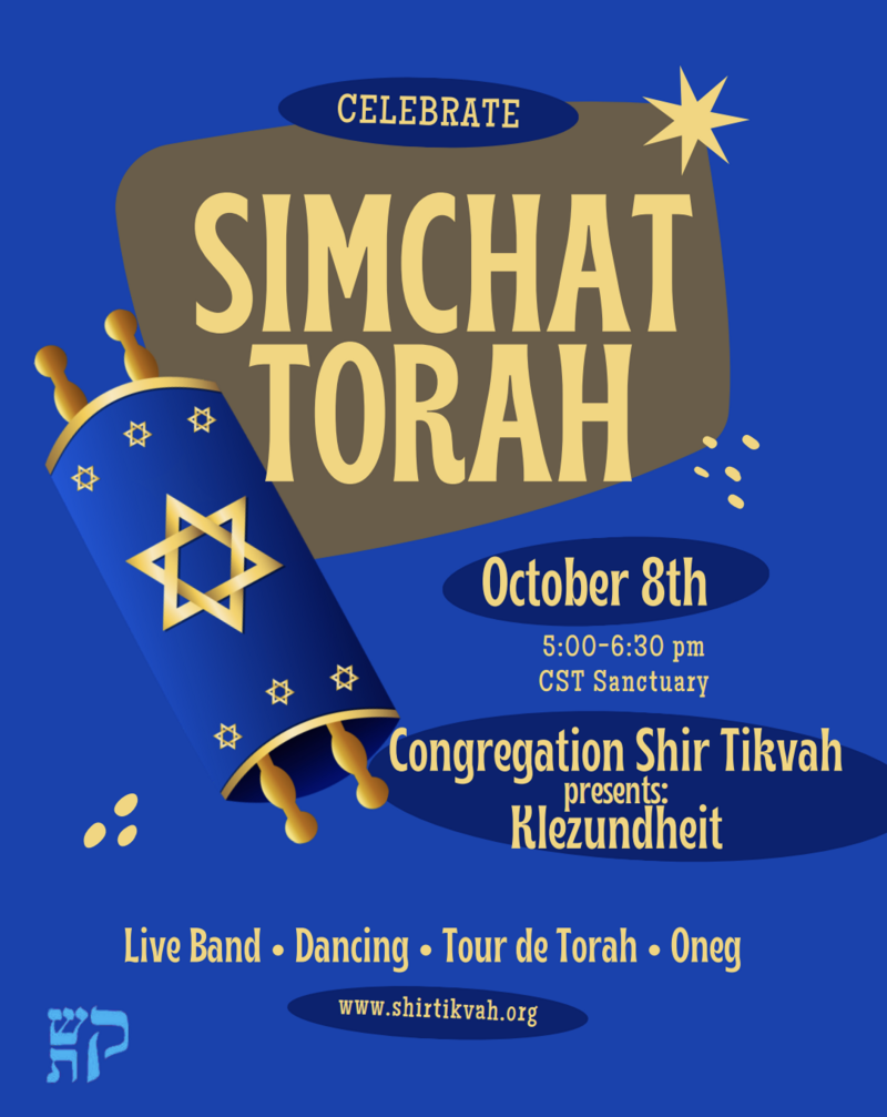 		                                		                                <span class="slider_title">
		                                    Simchat Torah		                                </span>
		                                		                                
		                                		                            	                            	
		                            <span class="slider_description">Join Rabbi Alicia for a short service, our famous Tour de Torah, and dance with the amazing klezmer band, Klezundheit. Delicious oneg to follow.</span>
		                            		                            		                            